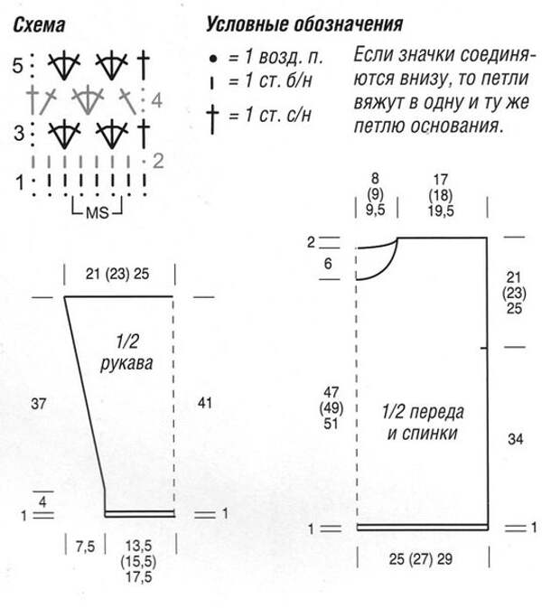 Схема свитера крючком для начинающих