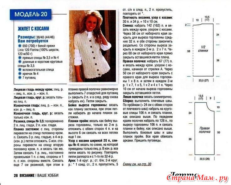 Женская безрукавка спицами схемы и описание